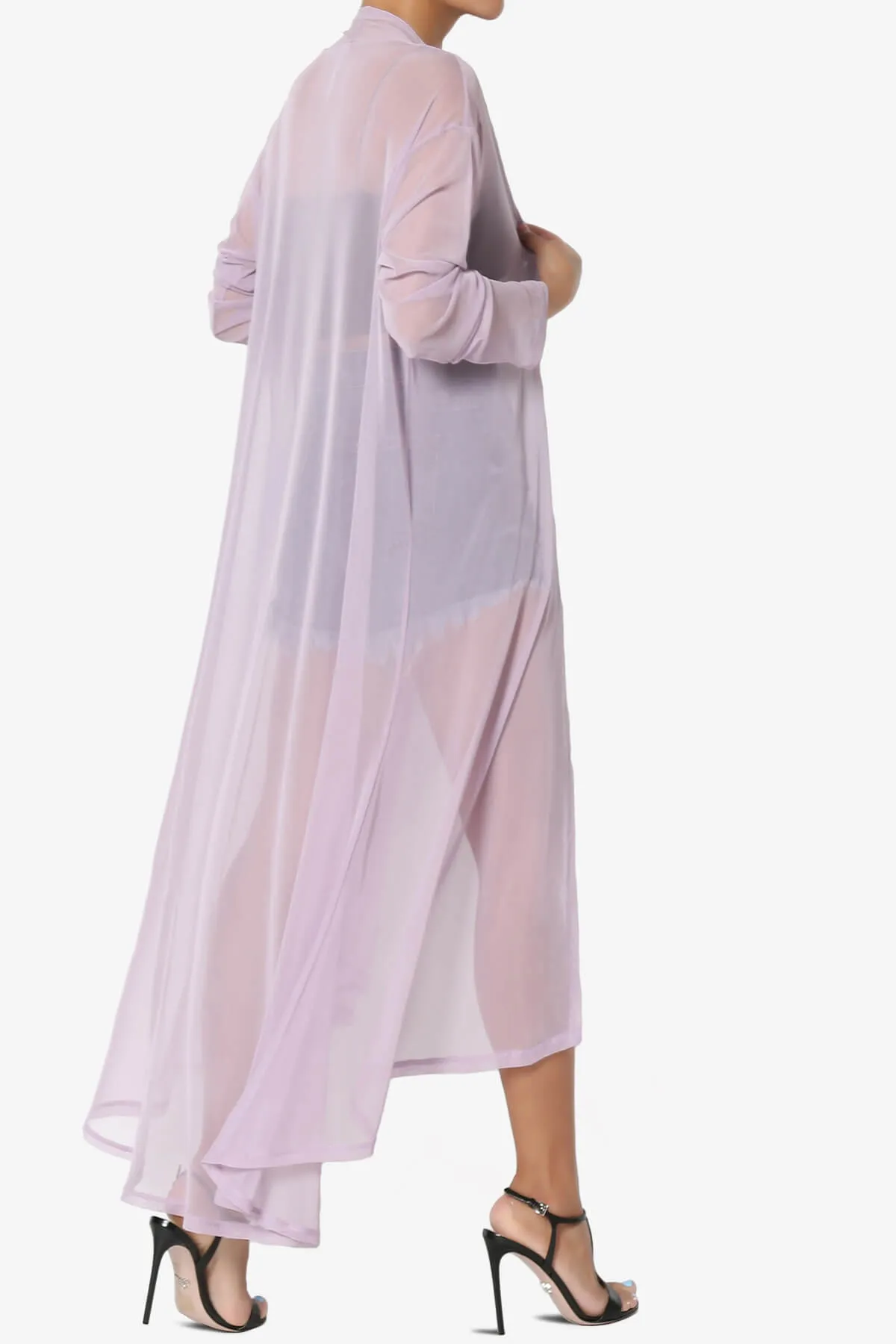 Moxxi Sheer Mesh Open Cardigan Duster PLUS