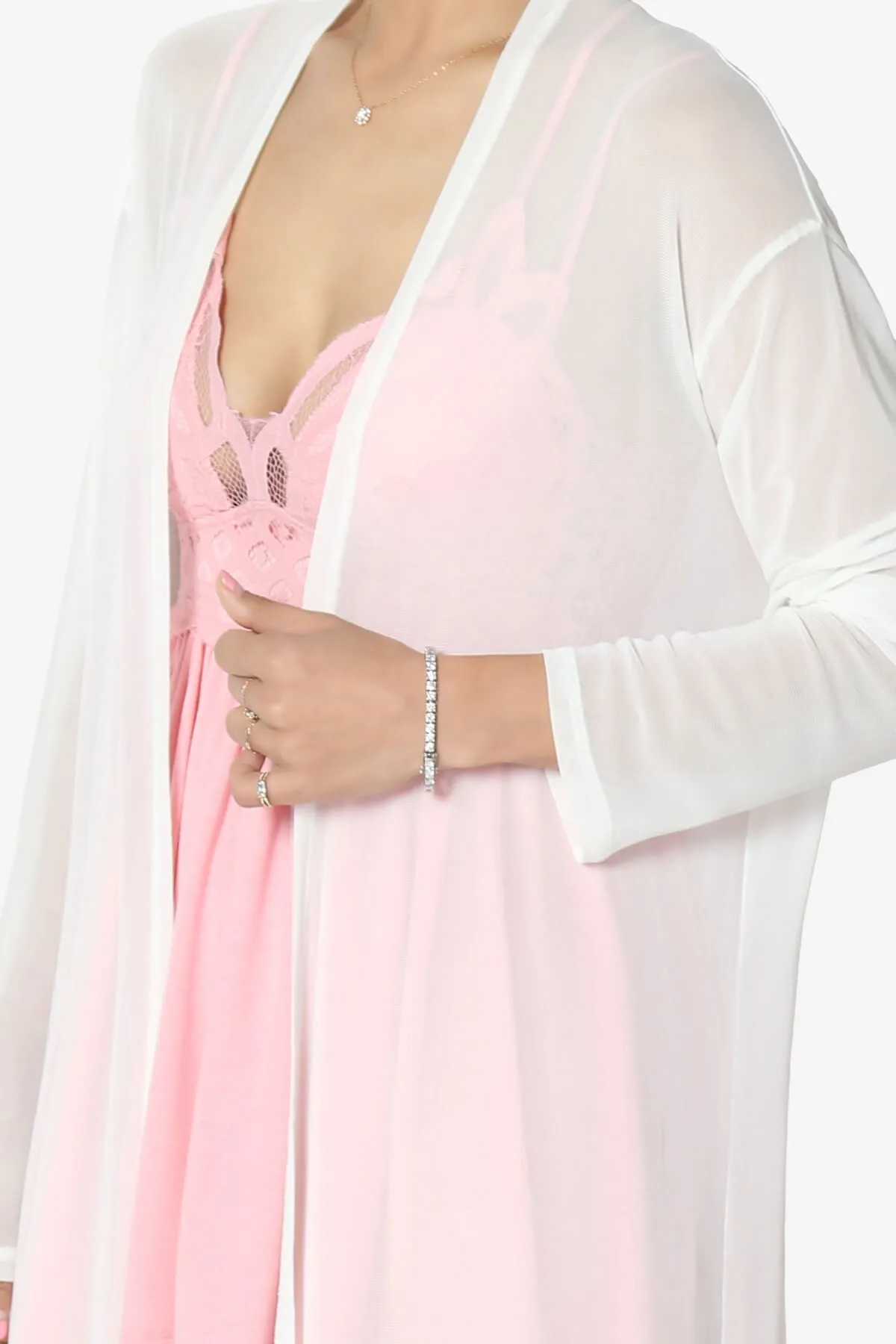 Moxxi Sheer Mesh Open Cardigan Duster PLUS