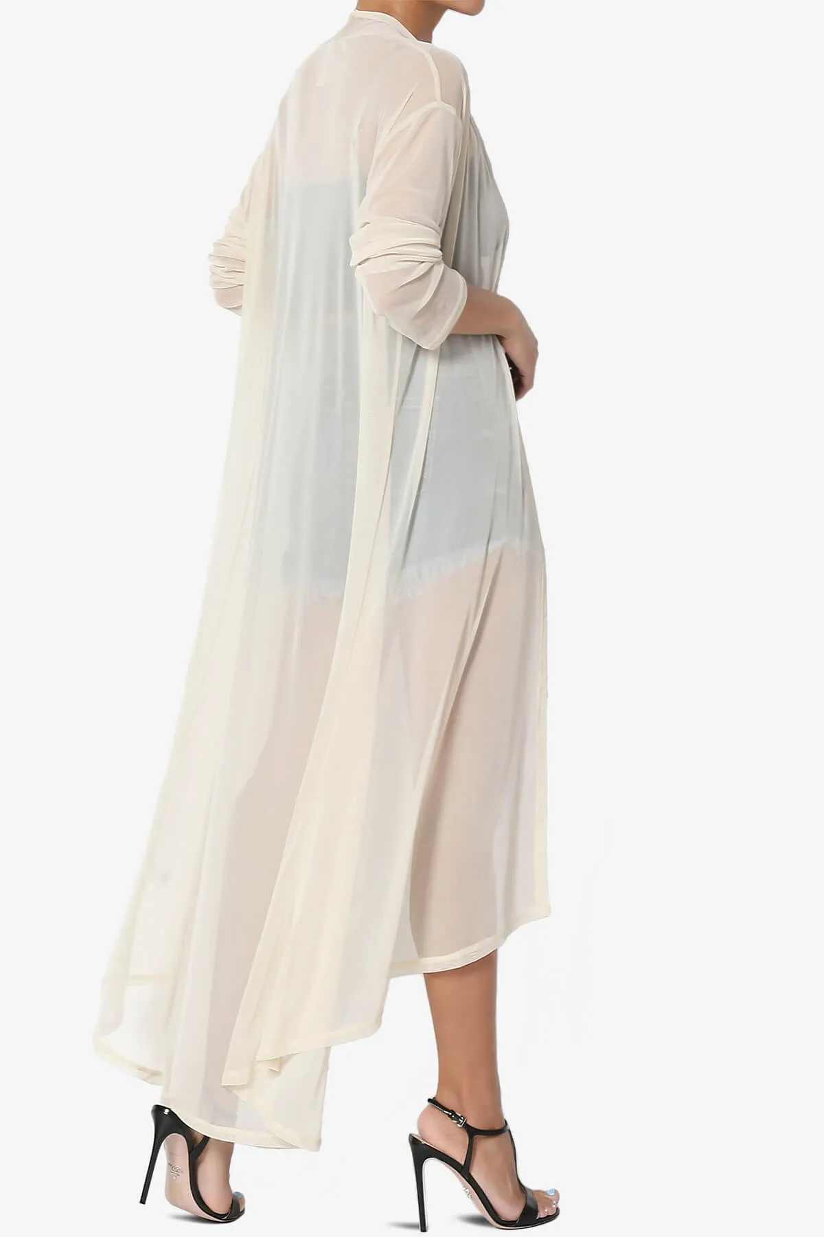 Moxxi Sheer Mesh Open Cardigan Duster PLUS