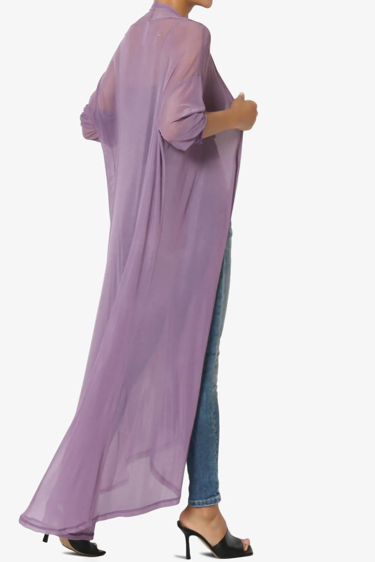 Moxxi Sheer Mesh Open Cardigan Duster PLUS