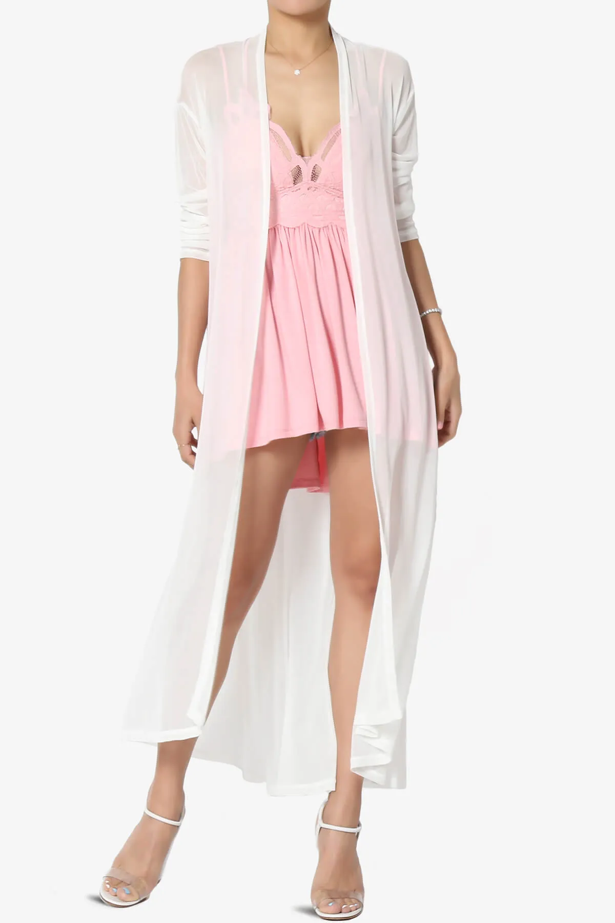 Moxxi Sheer Mesh Open Cardigan Duster