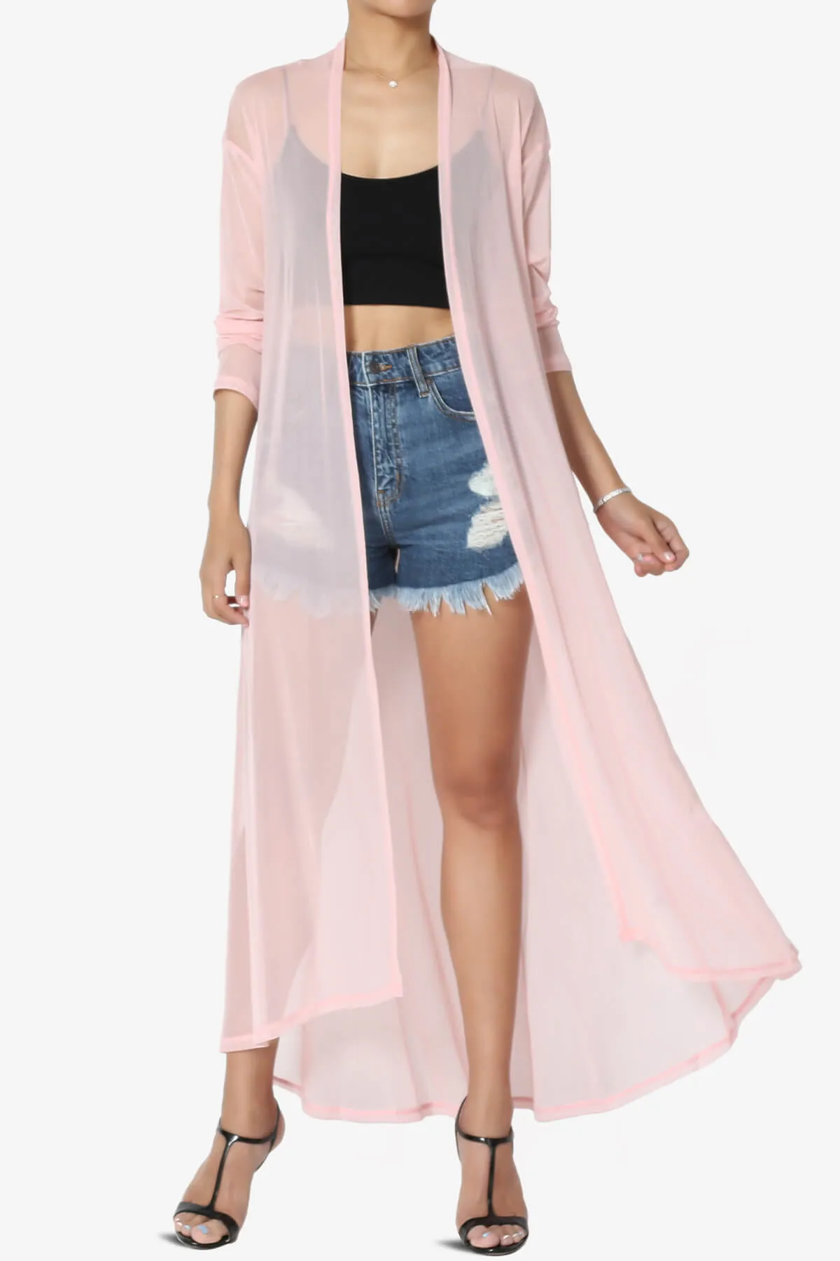 Moxxi Sheer Mesh Open Cardigan Duster