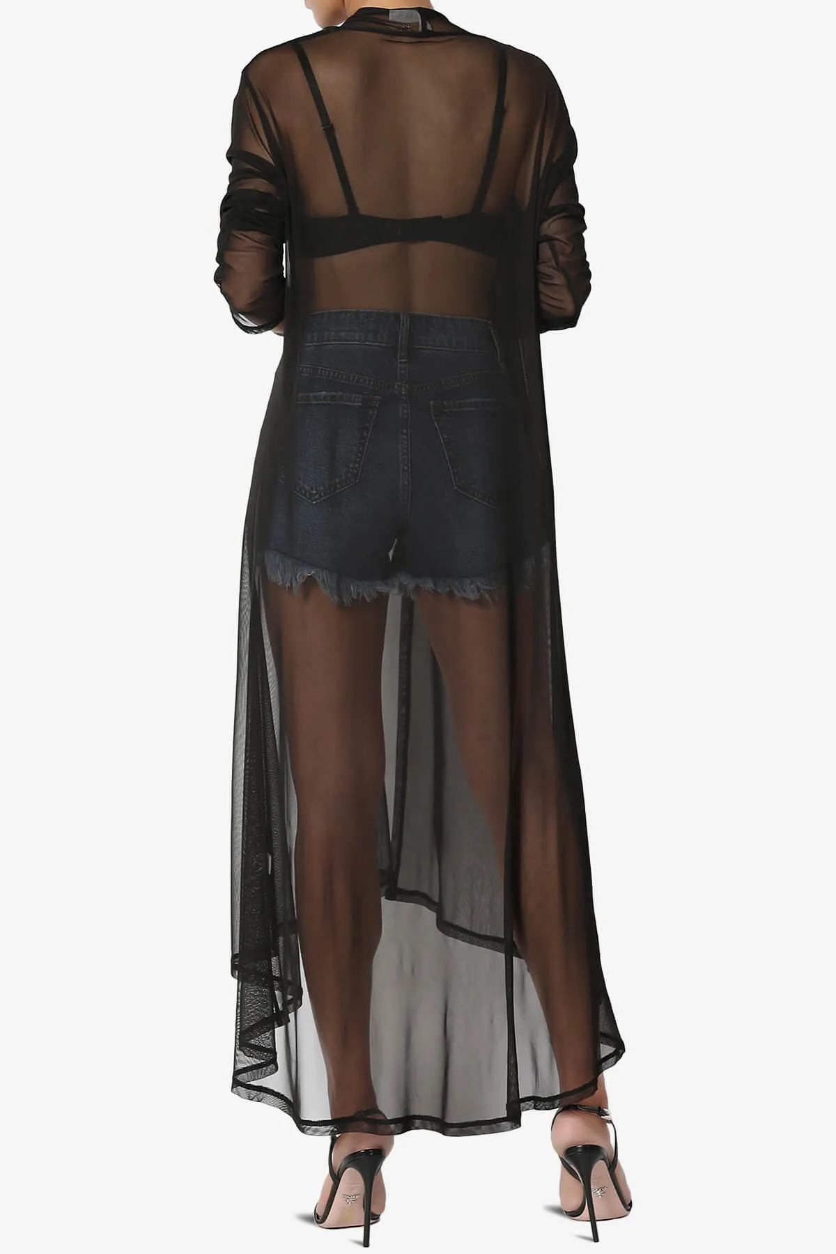Moxxi Sheer Mesh Open Cardigan Duster