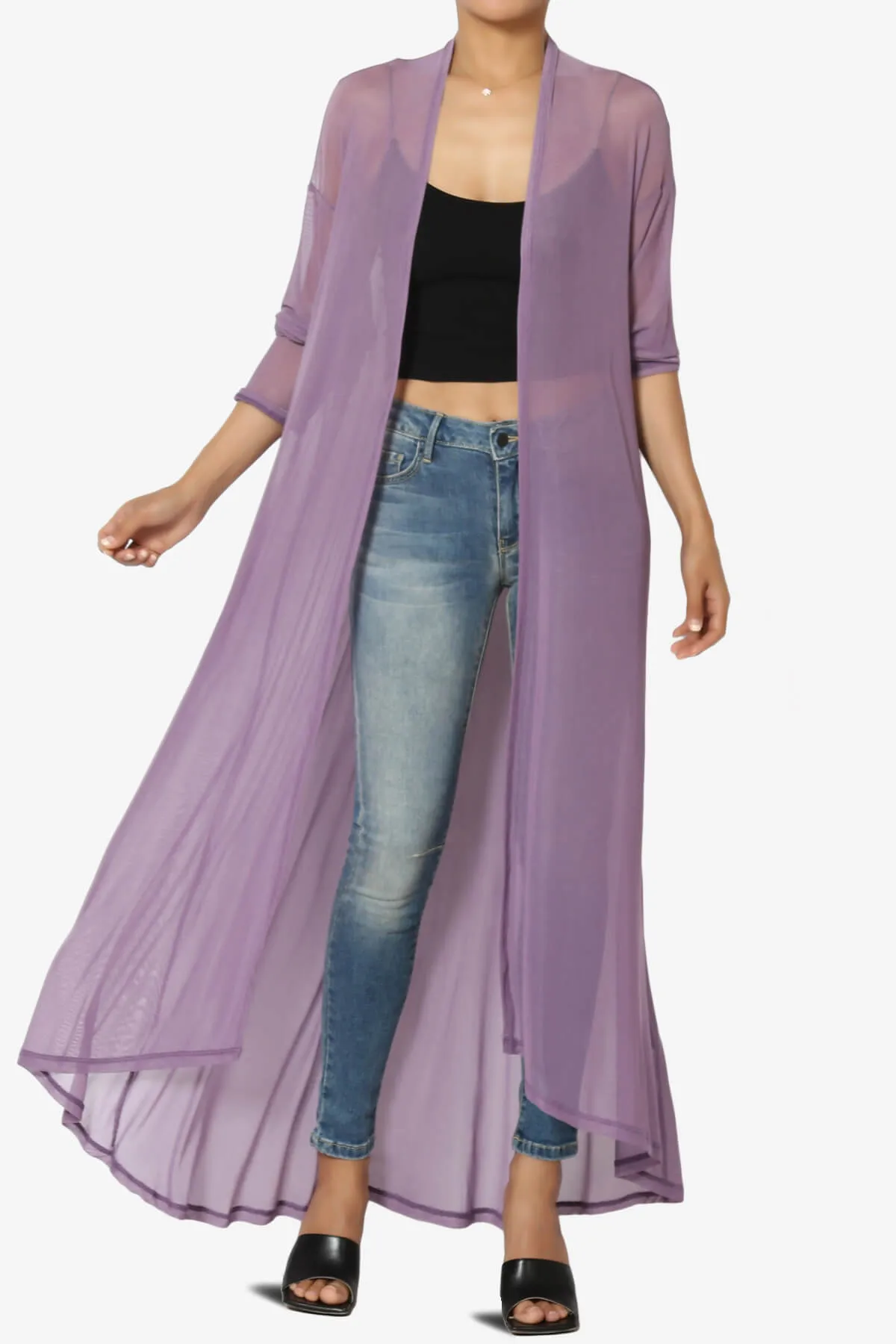 Moxxi Sheer Mesh Open Cardigan Duster