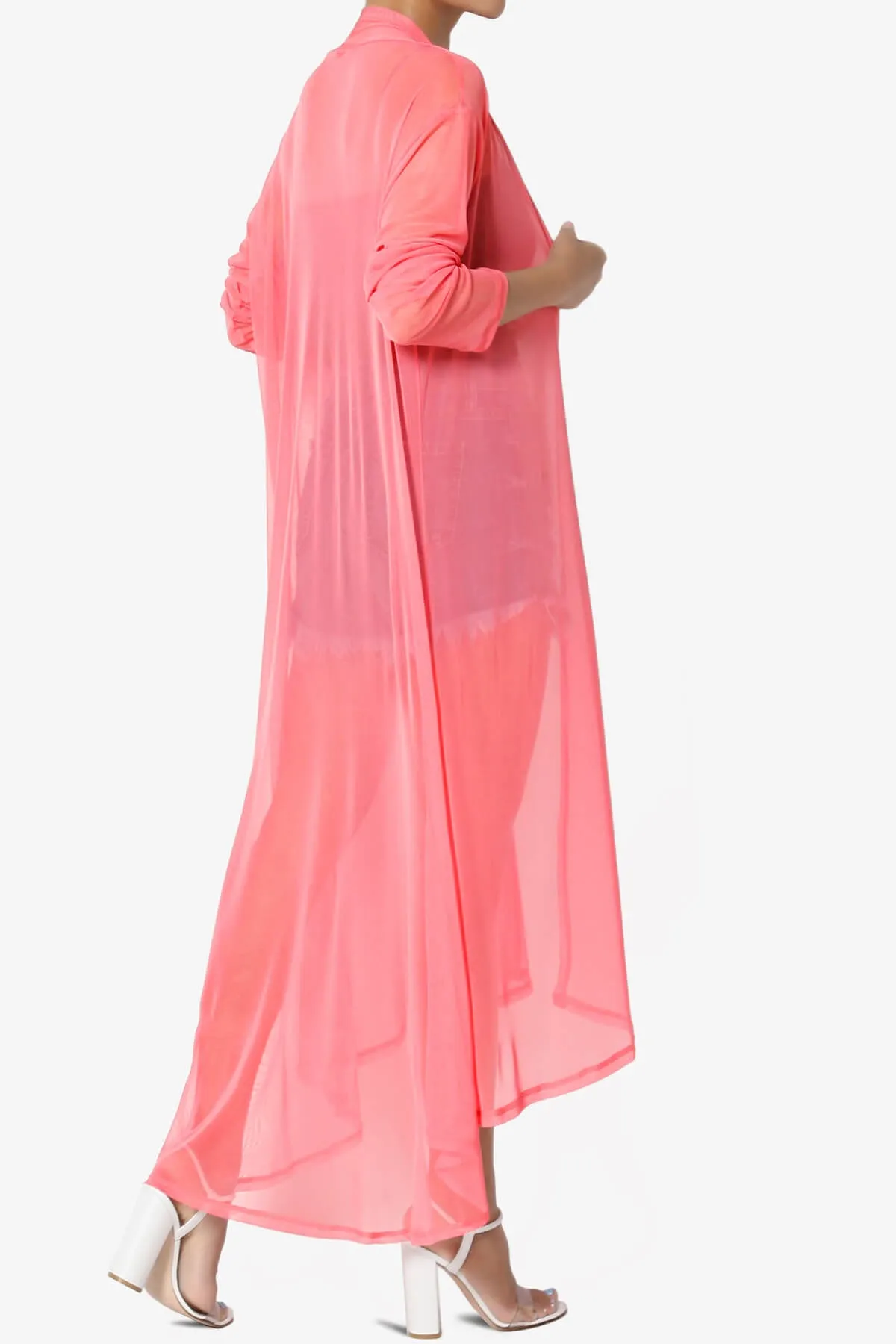 Moxxi Sheer Mesh Open Cardigan Duster