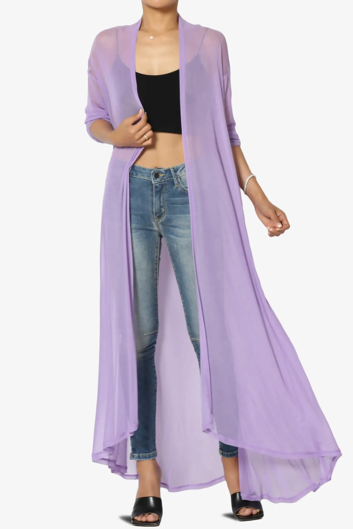 Moxxi Sheer Mesh Open Cardigan Duster