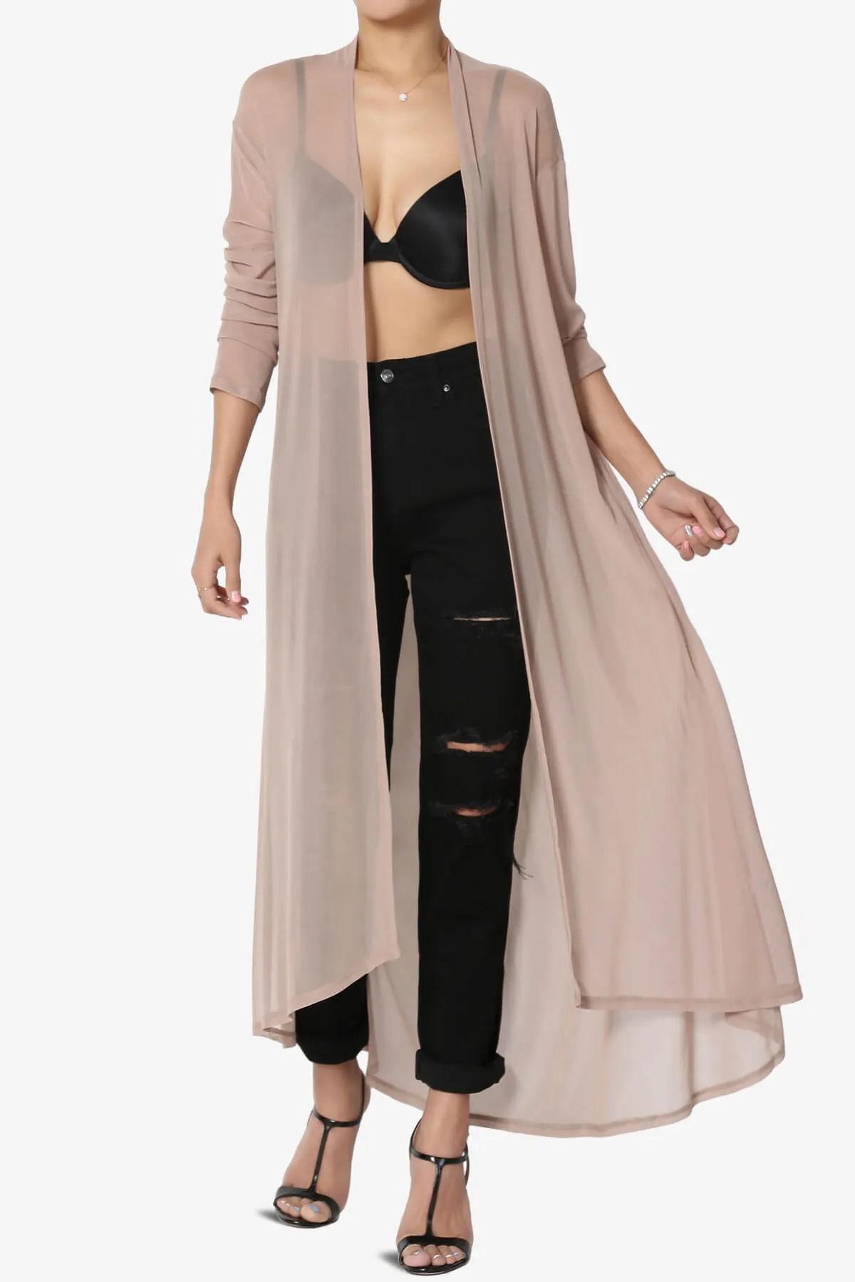 Moxxi Sheer Mesh Open Cardigan Duster
