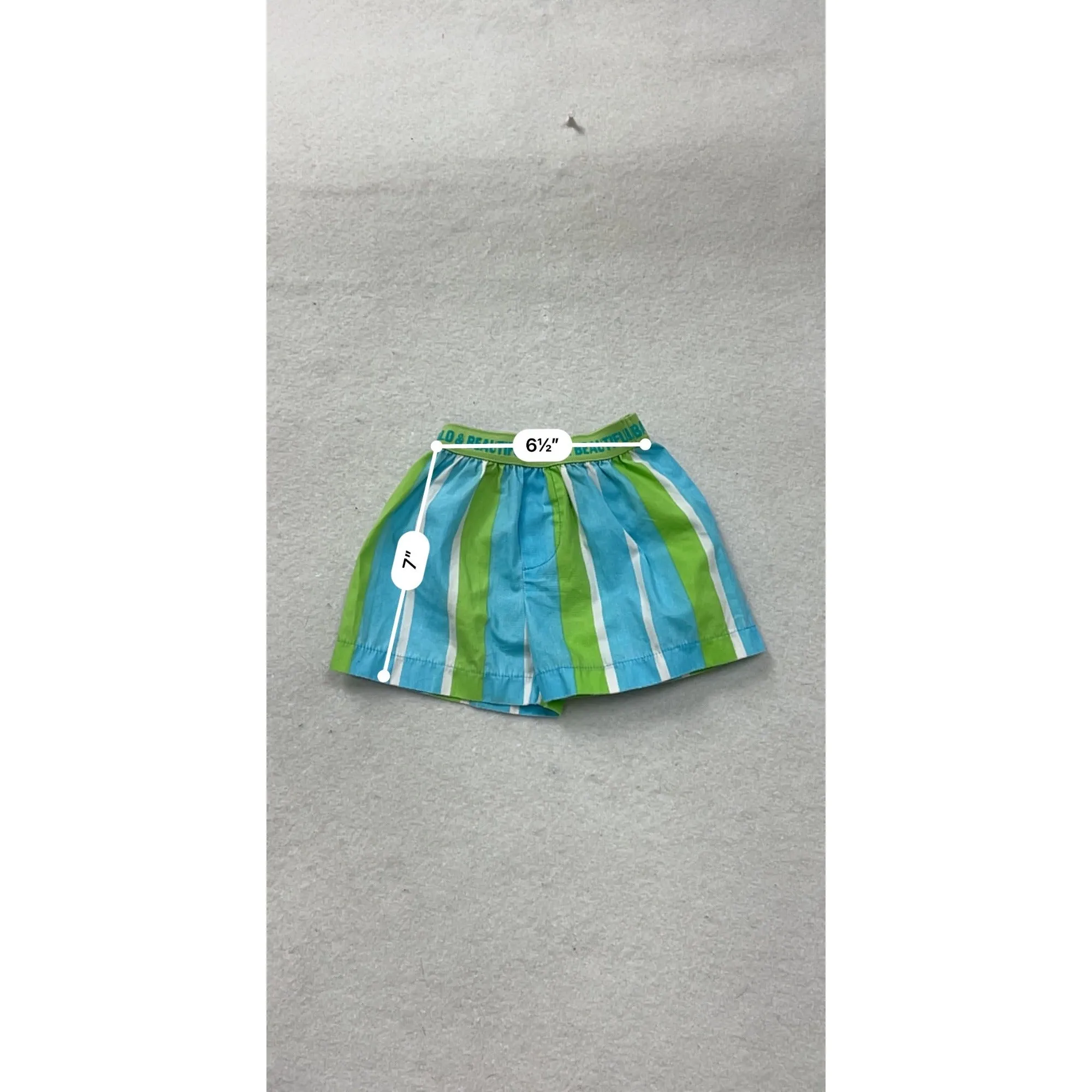Mud Pie Baby Shorts Blue & Green Striped Cotton/Poly Blend #6997