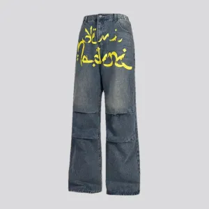 Multi-layer wide fit men's jeans