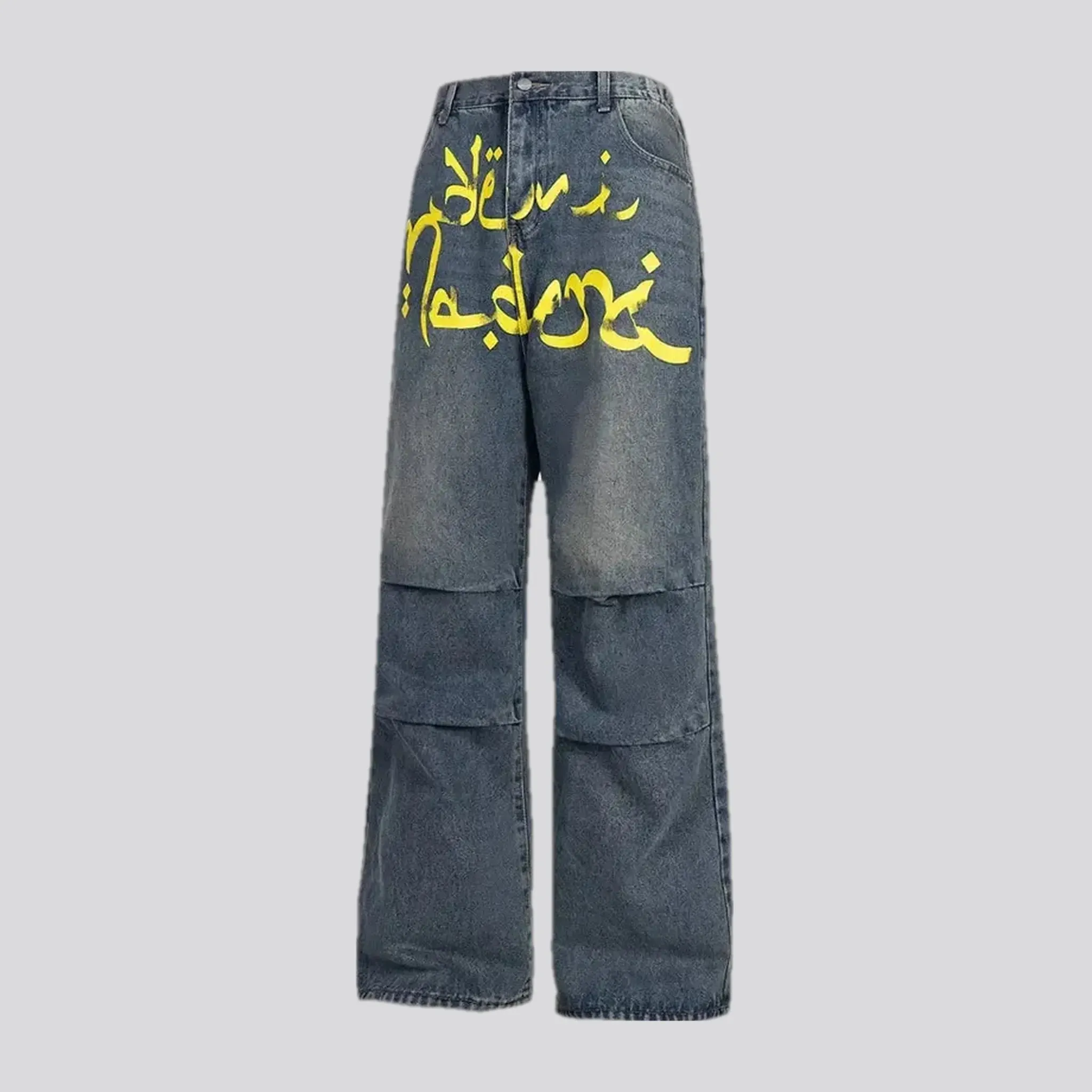 Multi-layer wide fit men's jeans