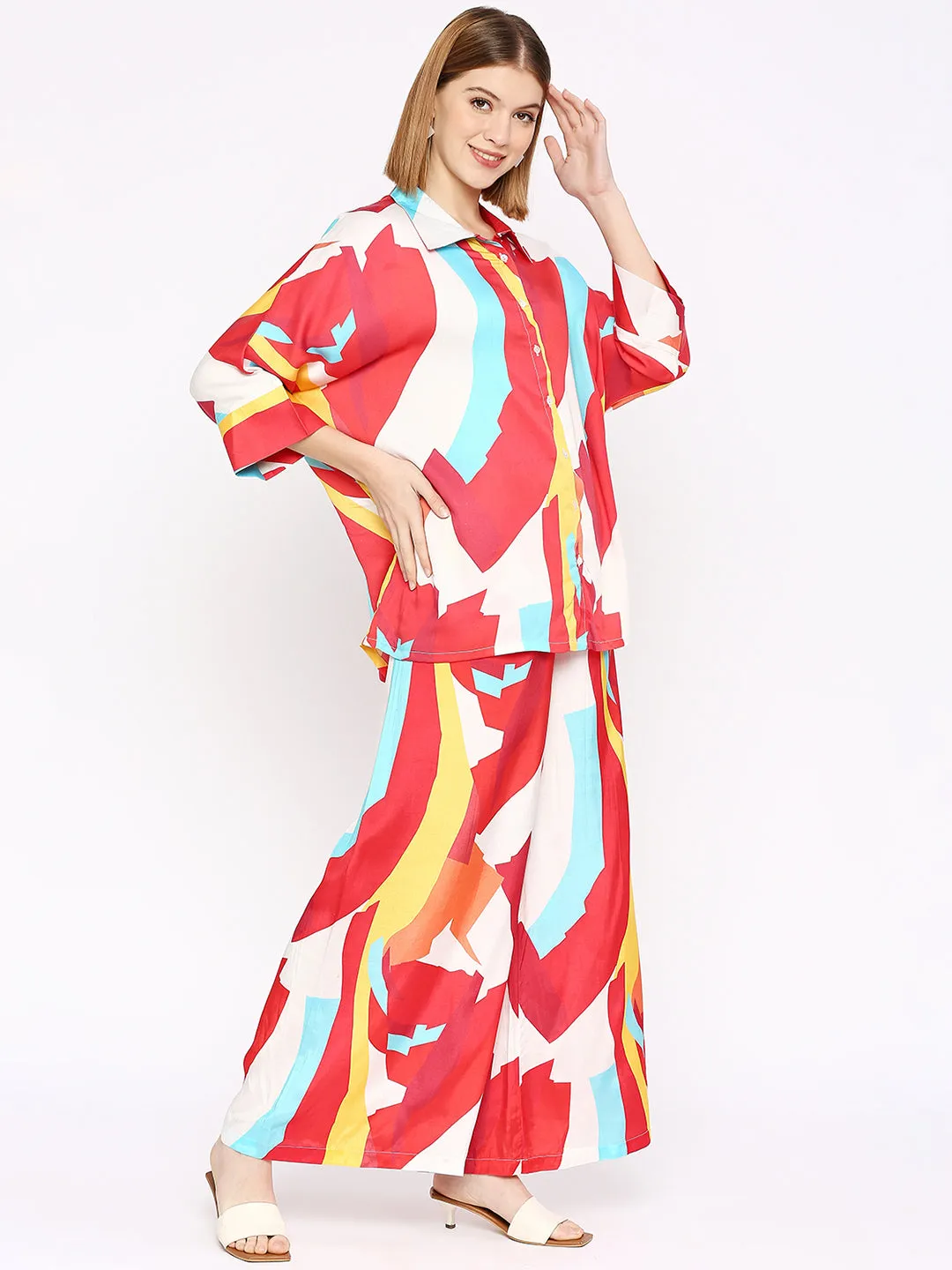 Multicolored Abstract Printed Co-Ord Set