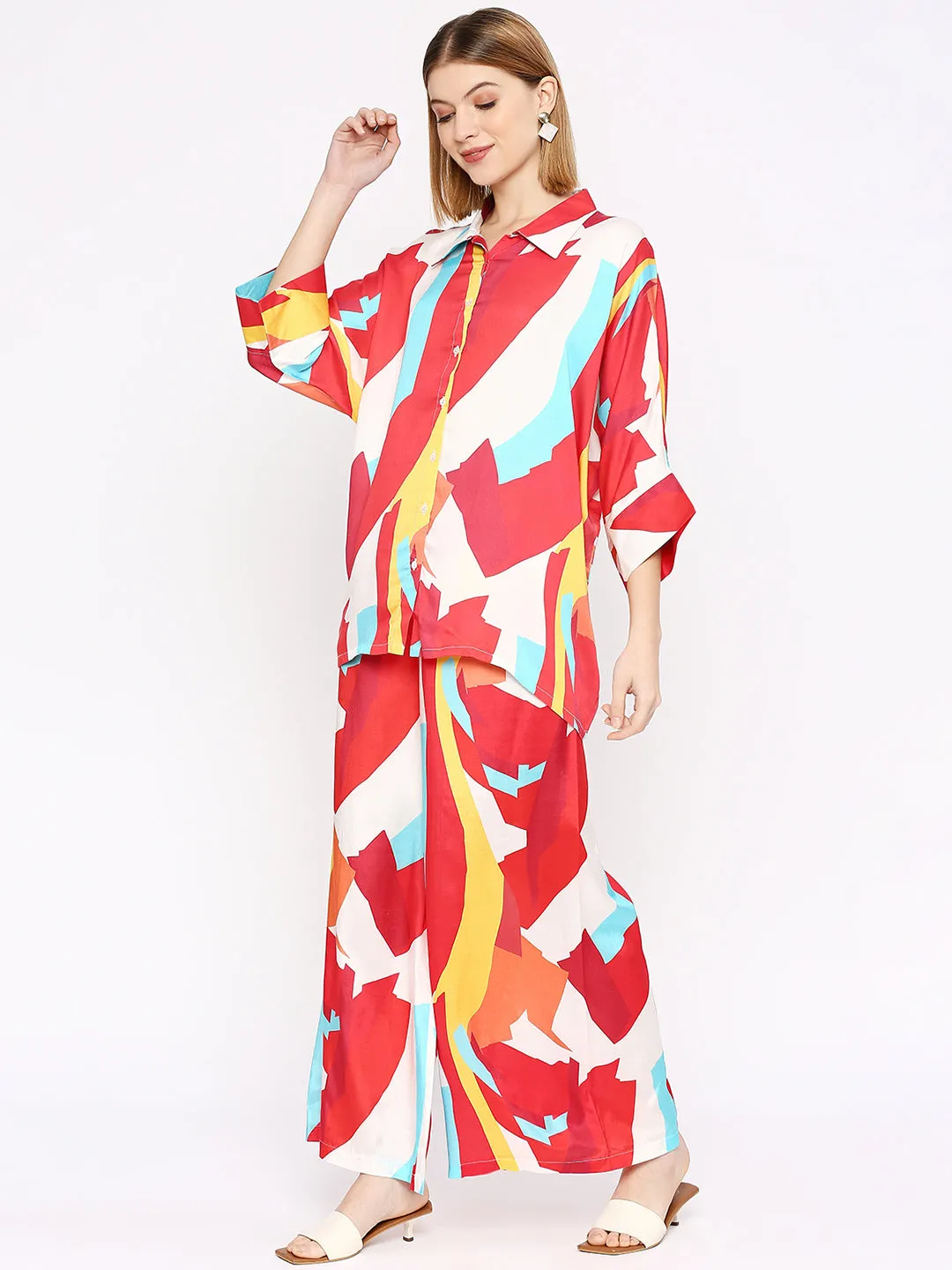 Multicolored Abstract Printed Co-Ord Set