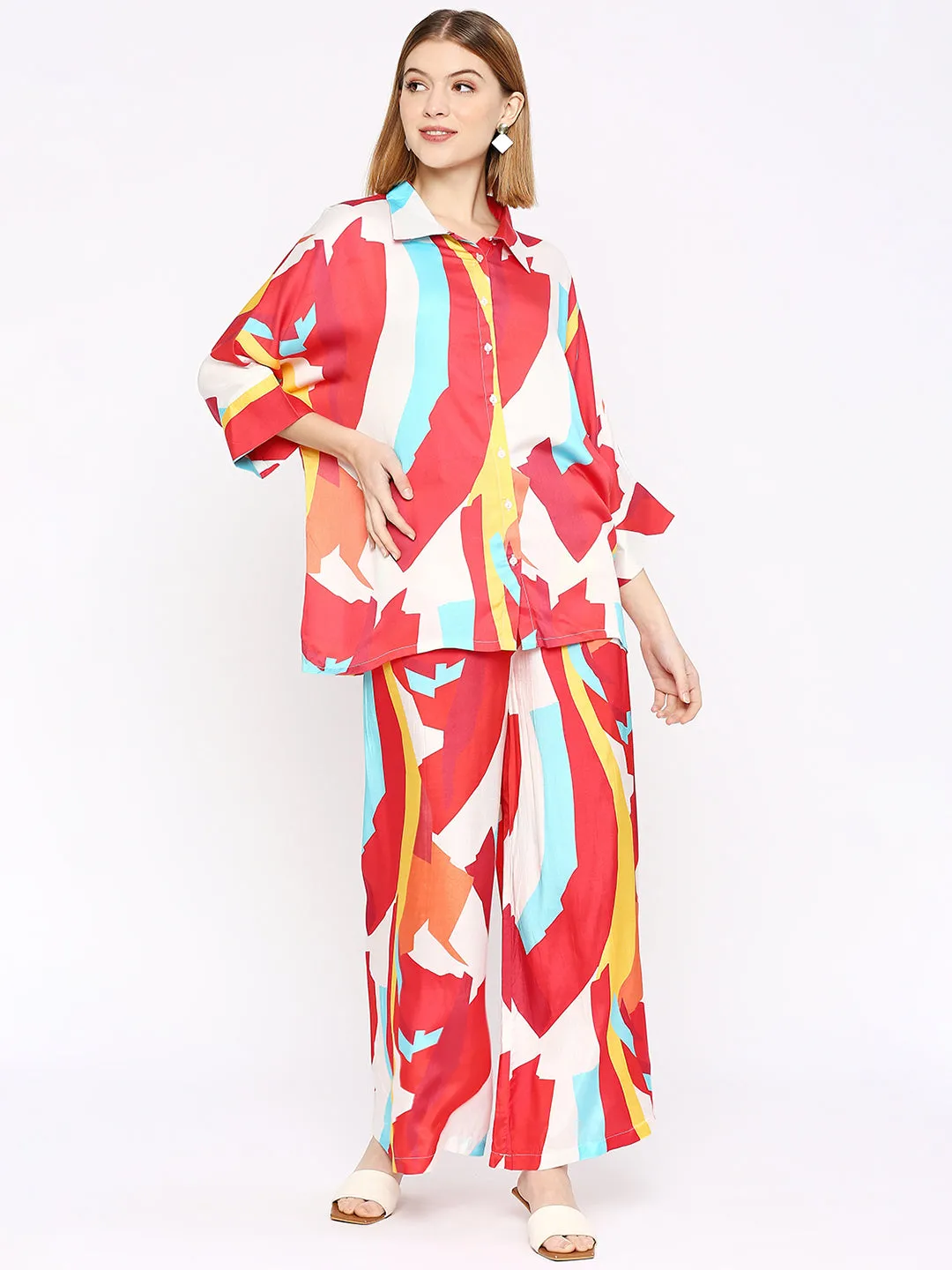 Multicolored Abstract Printed Co-Ord Set