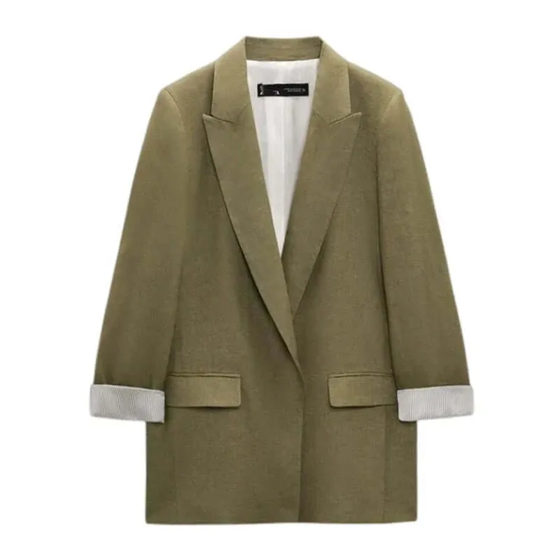 Multicolour women's open blazer with printed sleeves, lapels and no buttons
