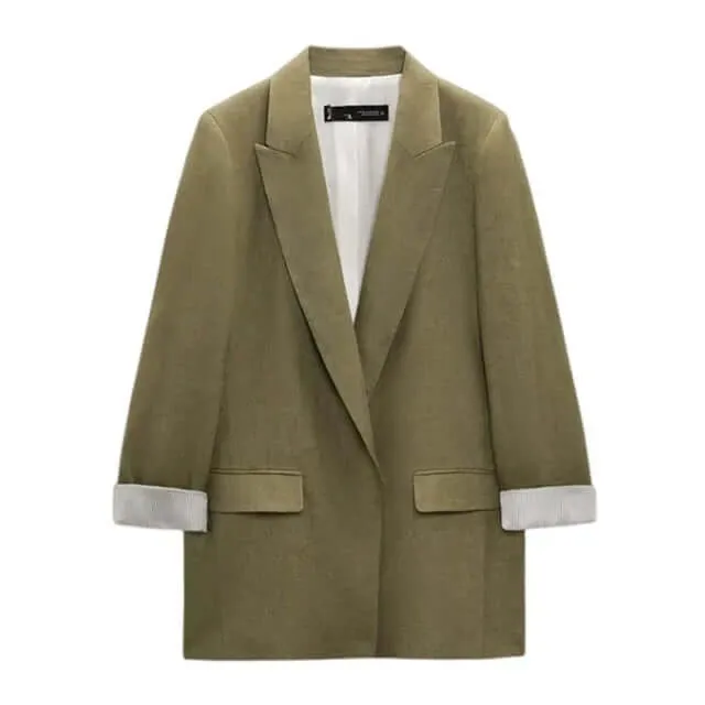 Multicolour women's open blazer with printed sleeves, lapels and no buttons