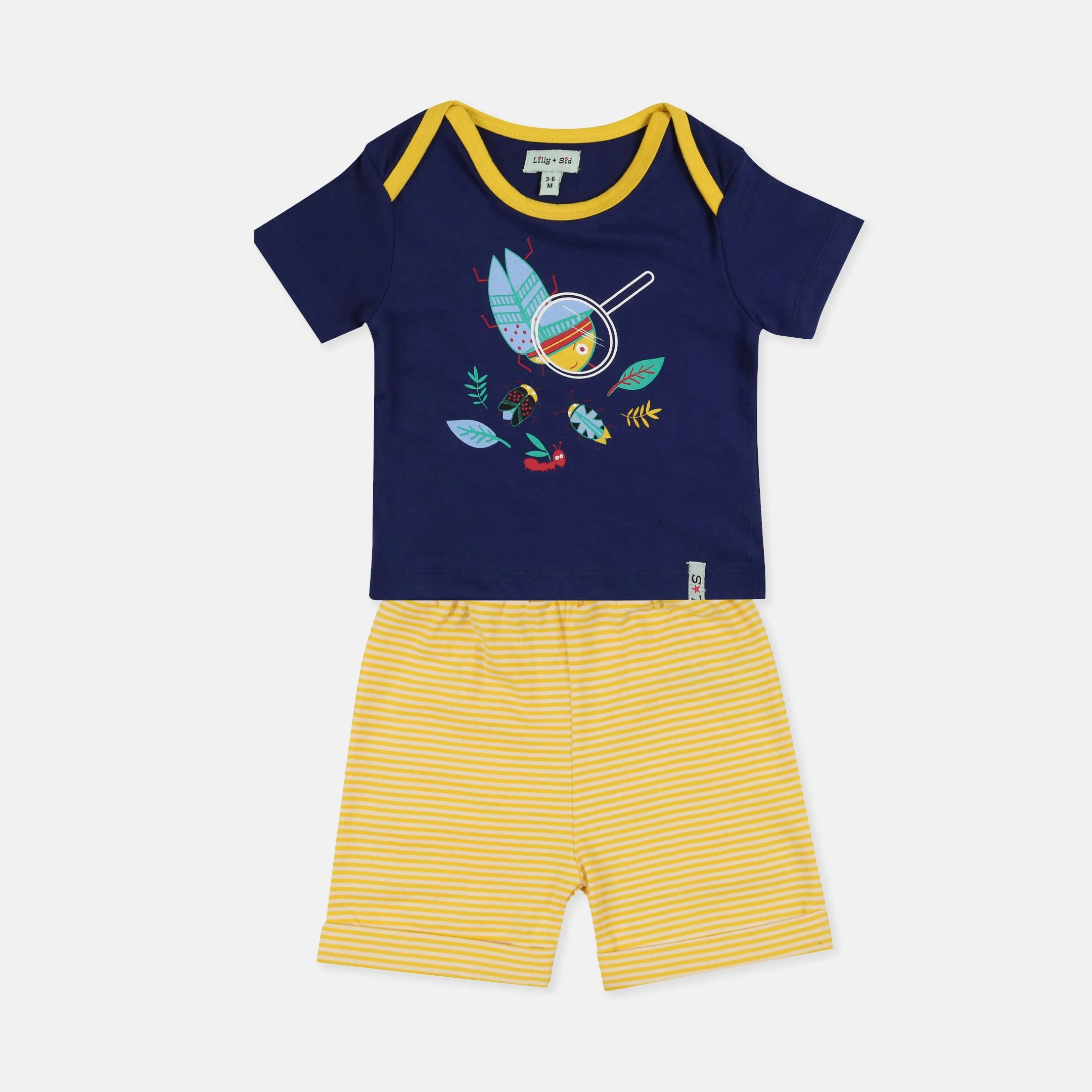 Multicoloured Bugs Print Top and Short Set