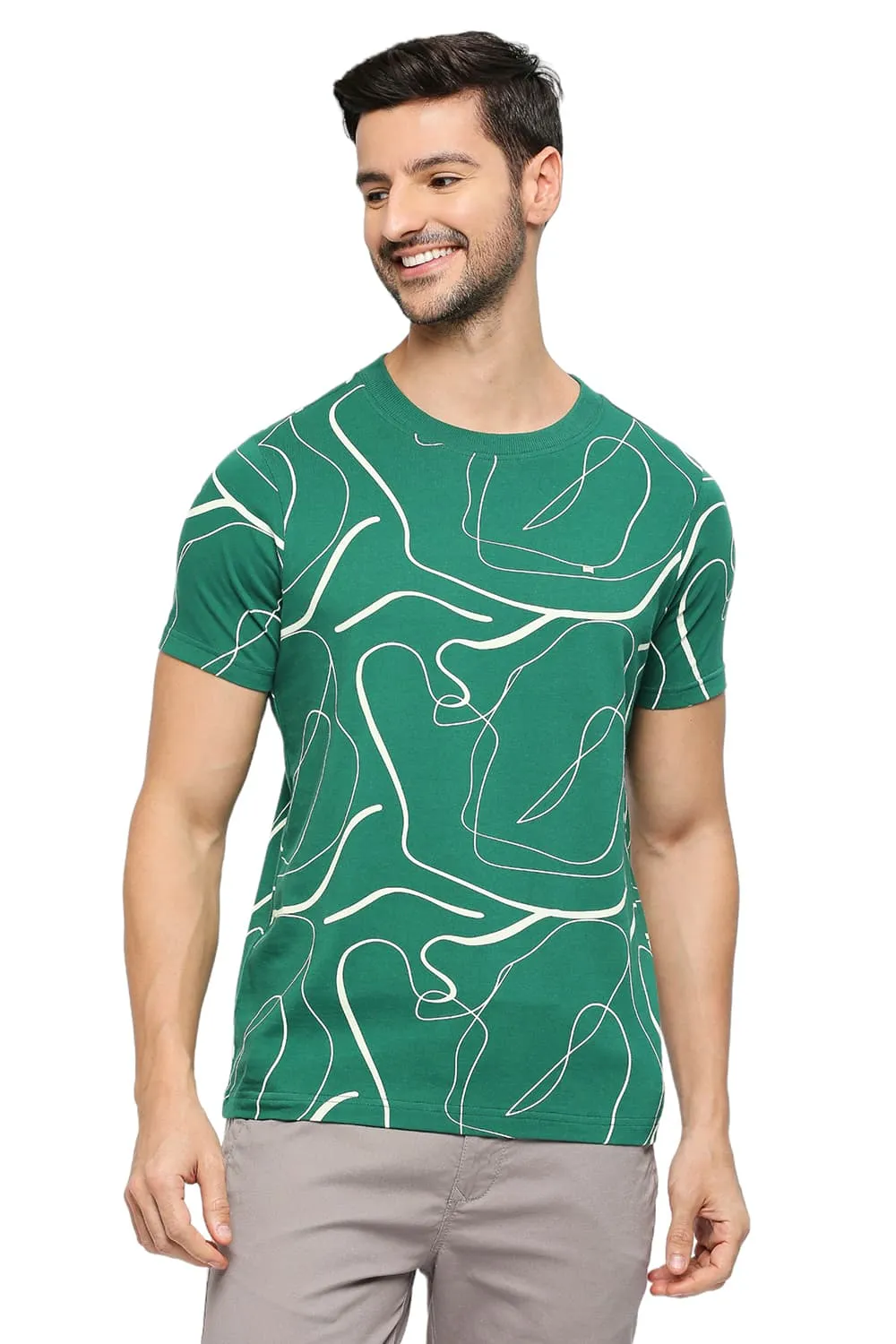 Muscle Fit Cotton Printed Crew T-shirts