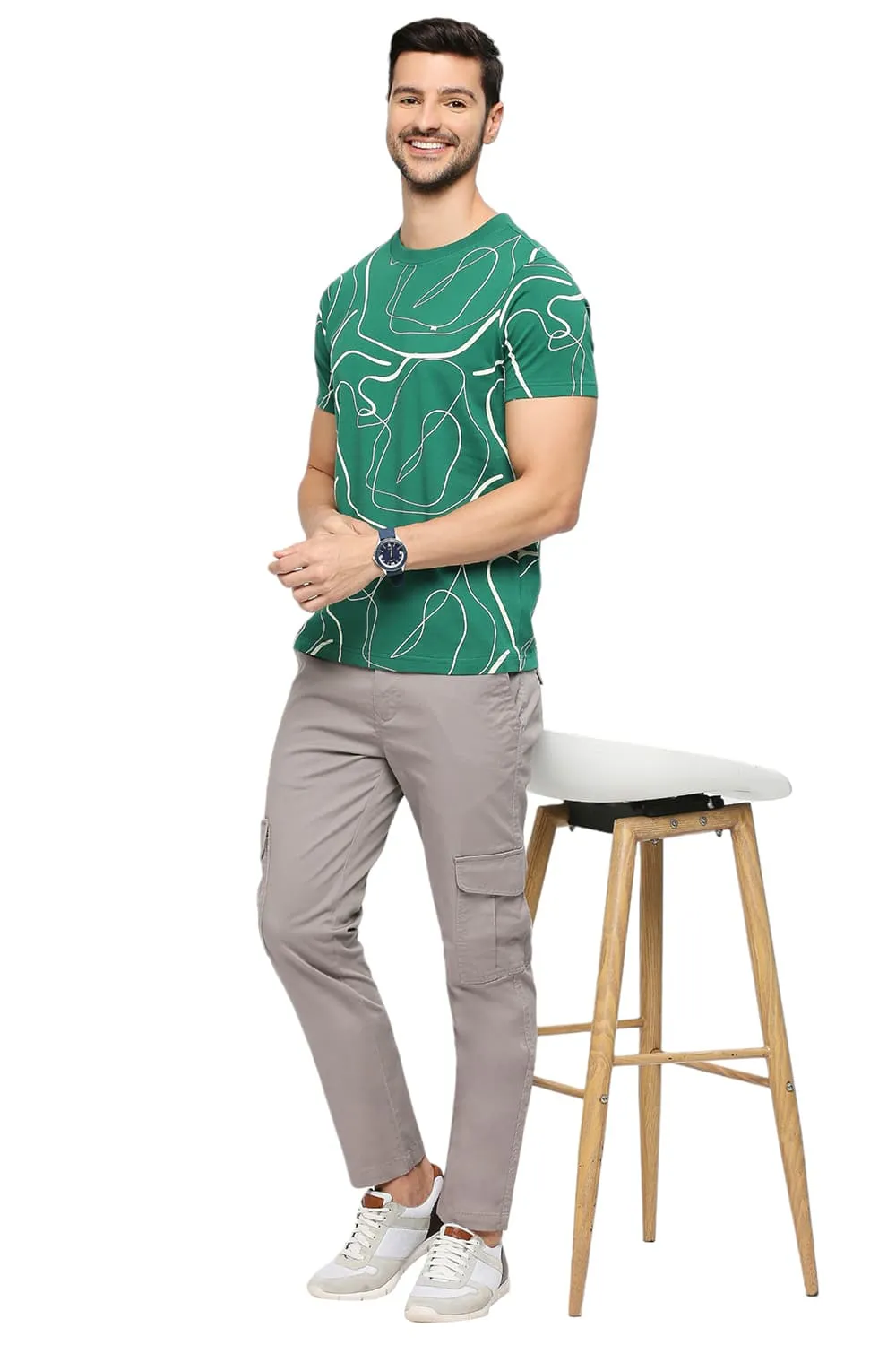 Muscle Fit Cotton Printed Crew T-shirts