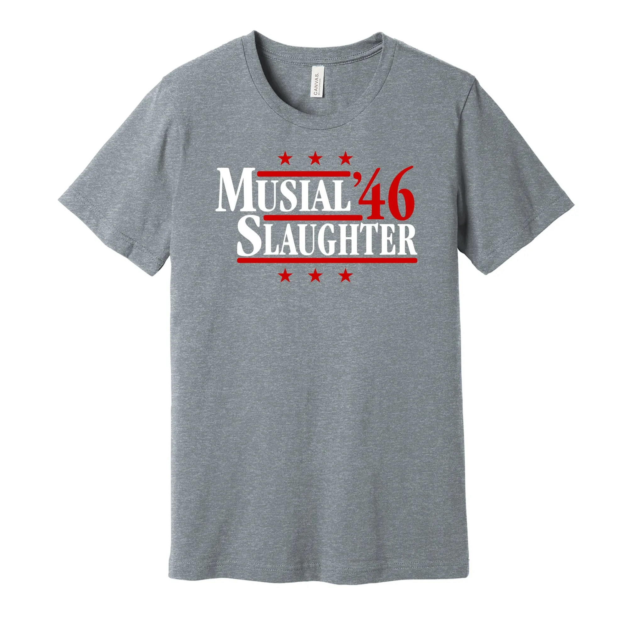 Musial & Slaughter '46 - St. Louis Baseball Legends Political Campaign Parody T-Shirt - Hyper Than Hype Shirts