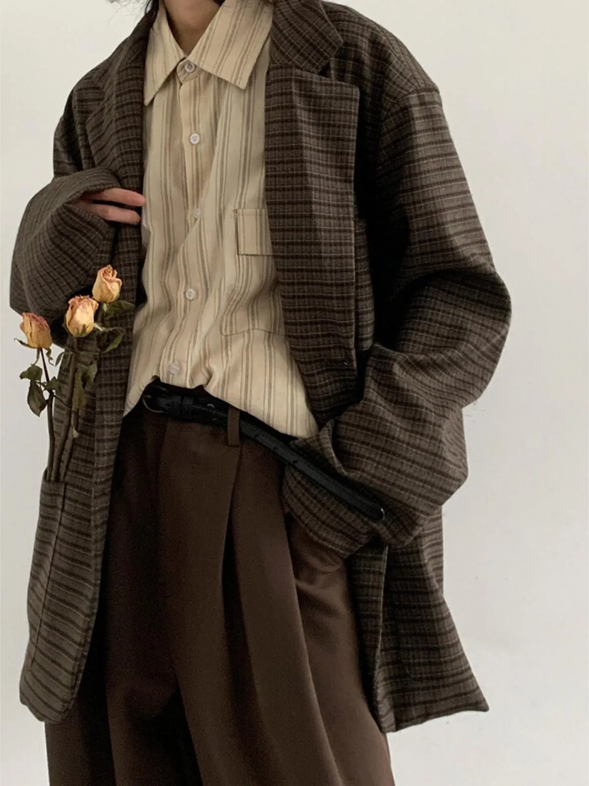 MV Vintage Retro Plaid Style Loose Casual Jacket