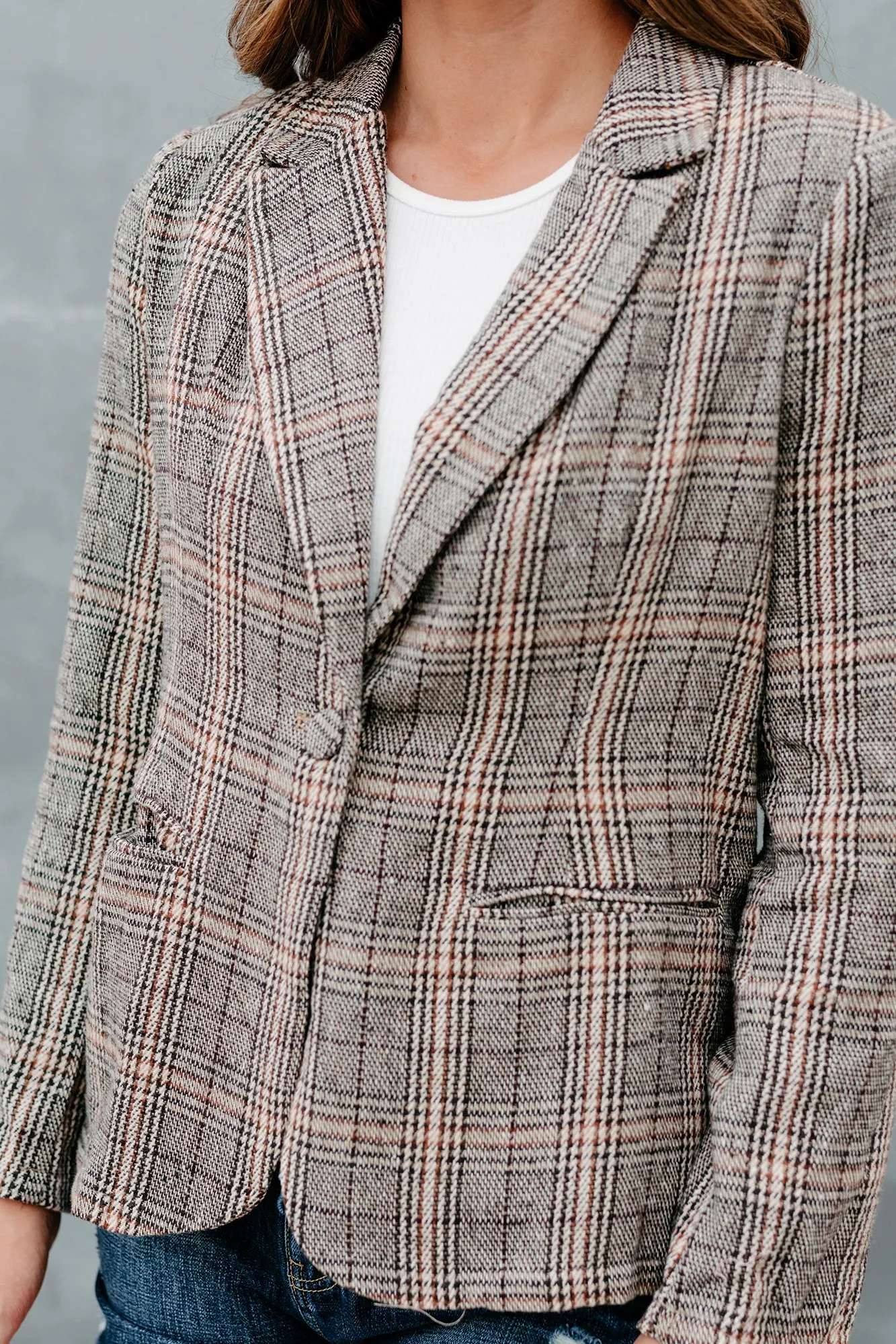 My Business Best Plaid Blazer (Brown Plaid)
