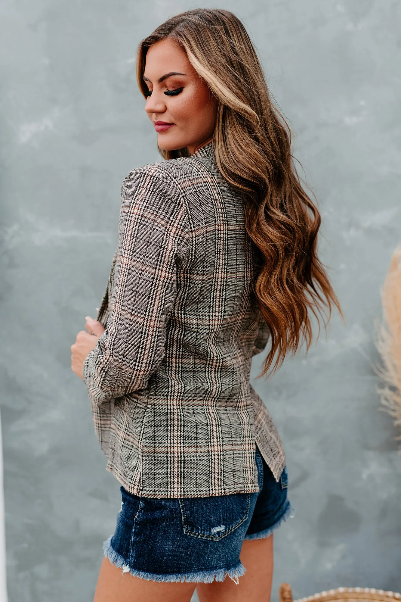 My Business Best Plaid Blazer (Brown Plaid)