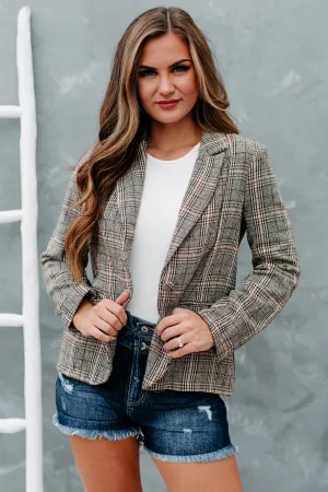 My Business Best Plaid Blazer (Brown Plaid)