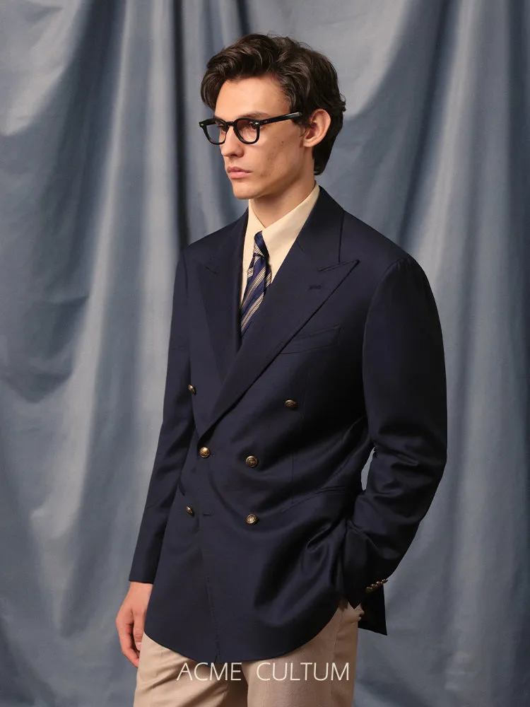 Navy Blue Double-Breasted Blazer