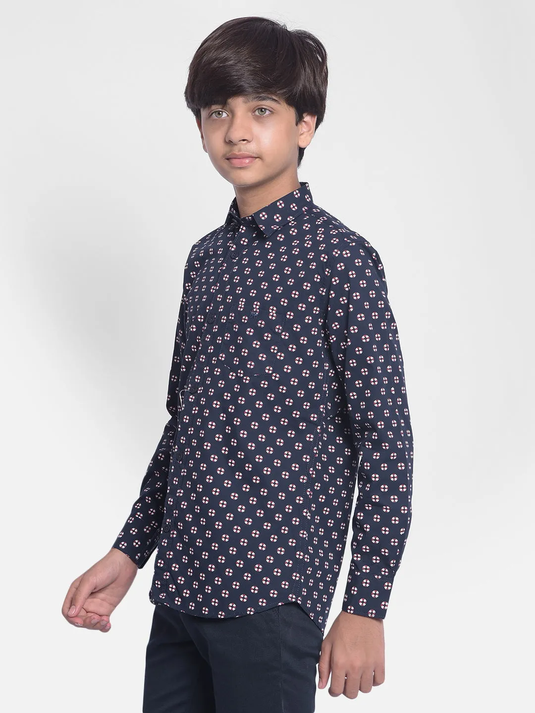 Navy Blue Printed Shirt