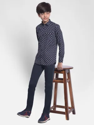 Navy Blue Printed Shirt