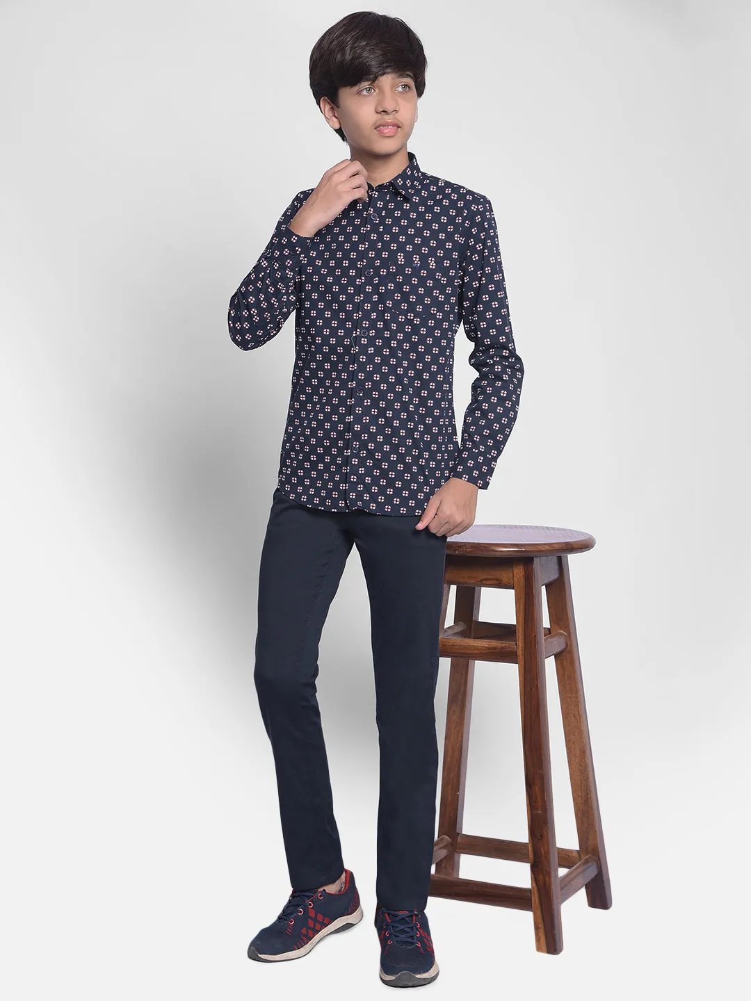 Navy Blue Printed Shirt