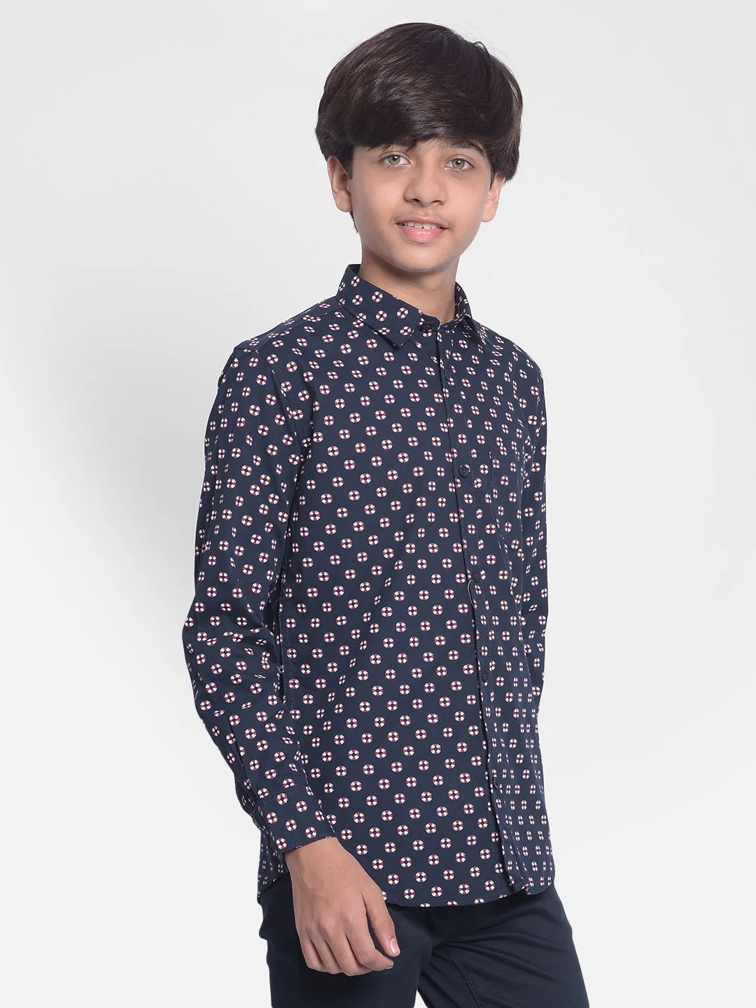 Navy Blue Printed Shirt