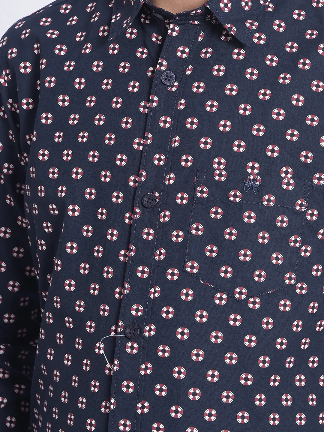 Navy Blue Printed Shirt