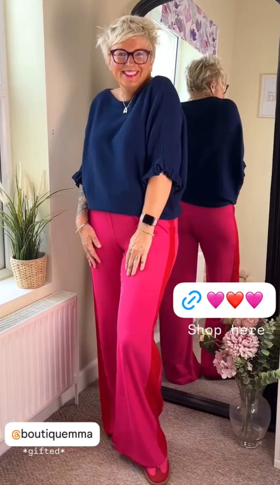 Navy Frill Sleeve Batwing Jumper