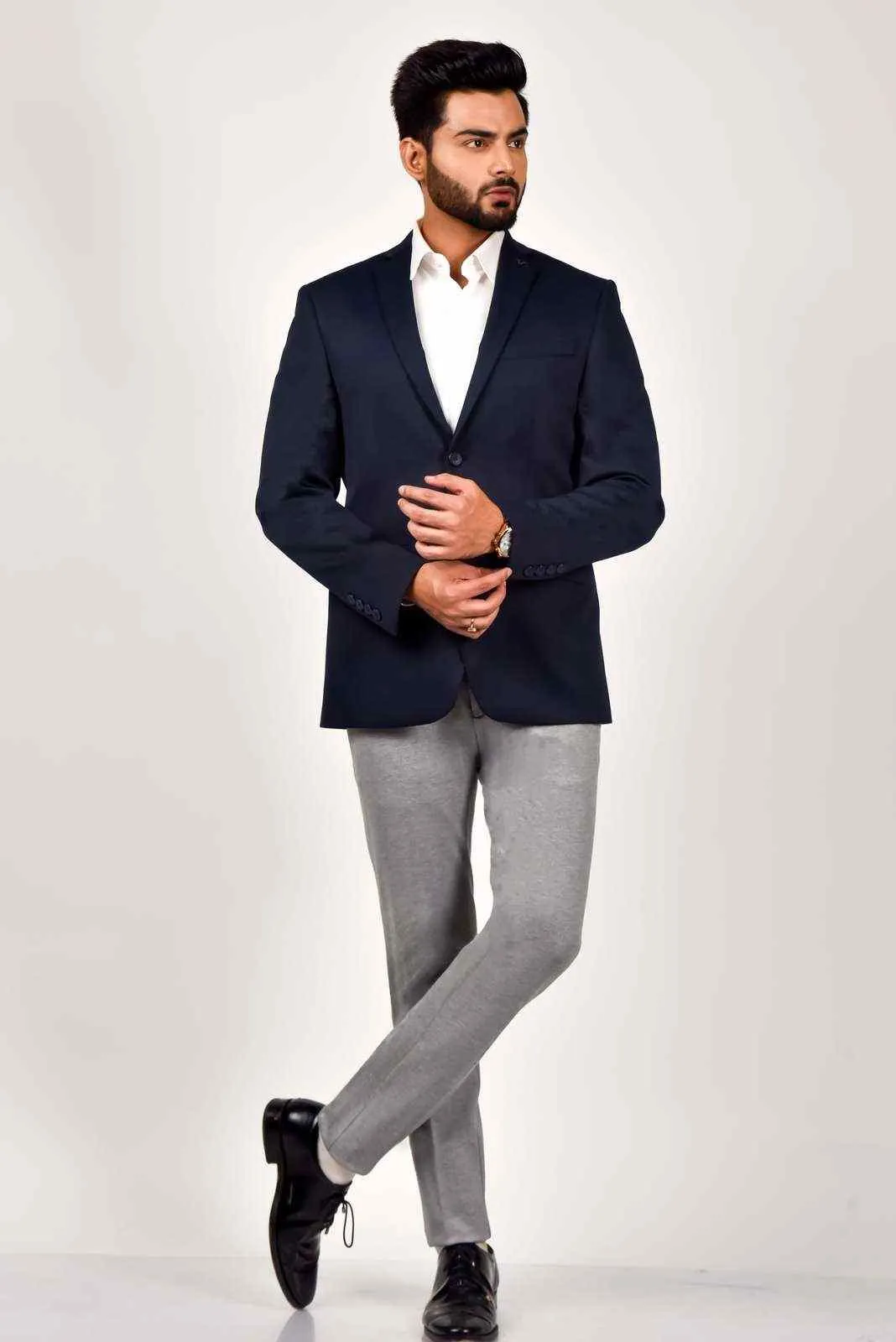 Navy Knitted Blazer For parties