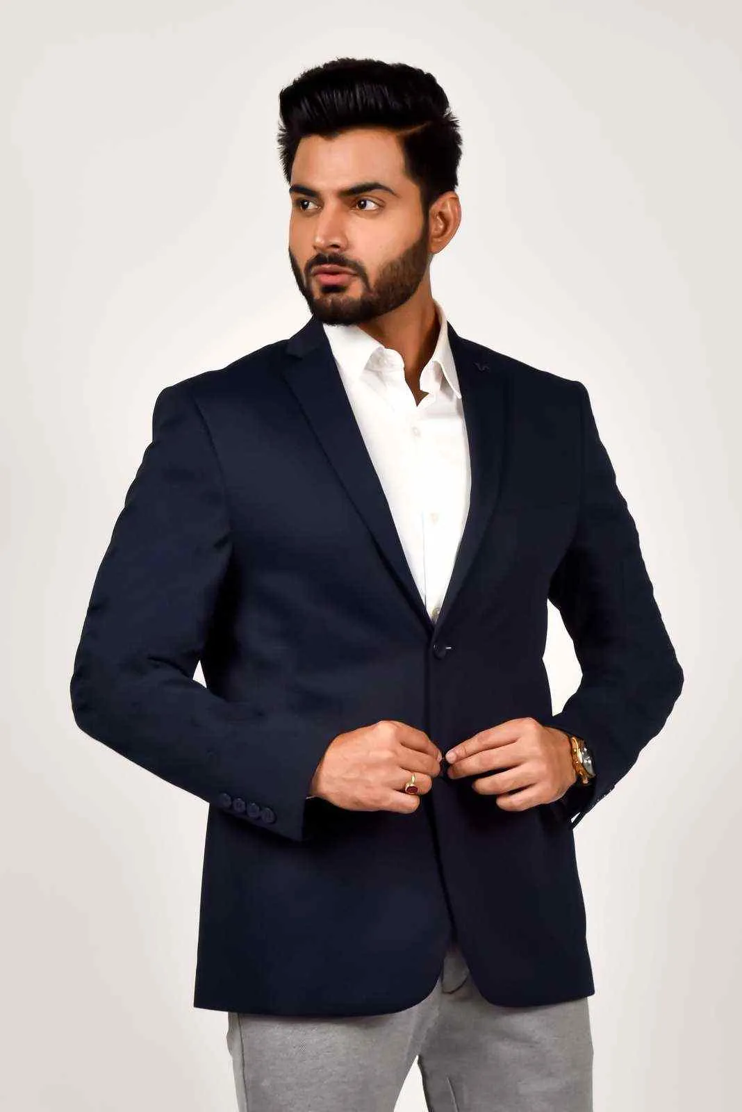Navy Knitted Blazer For parties