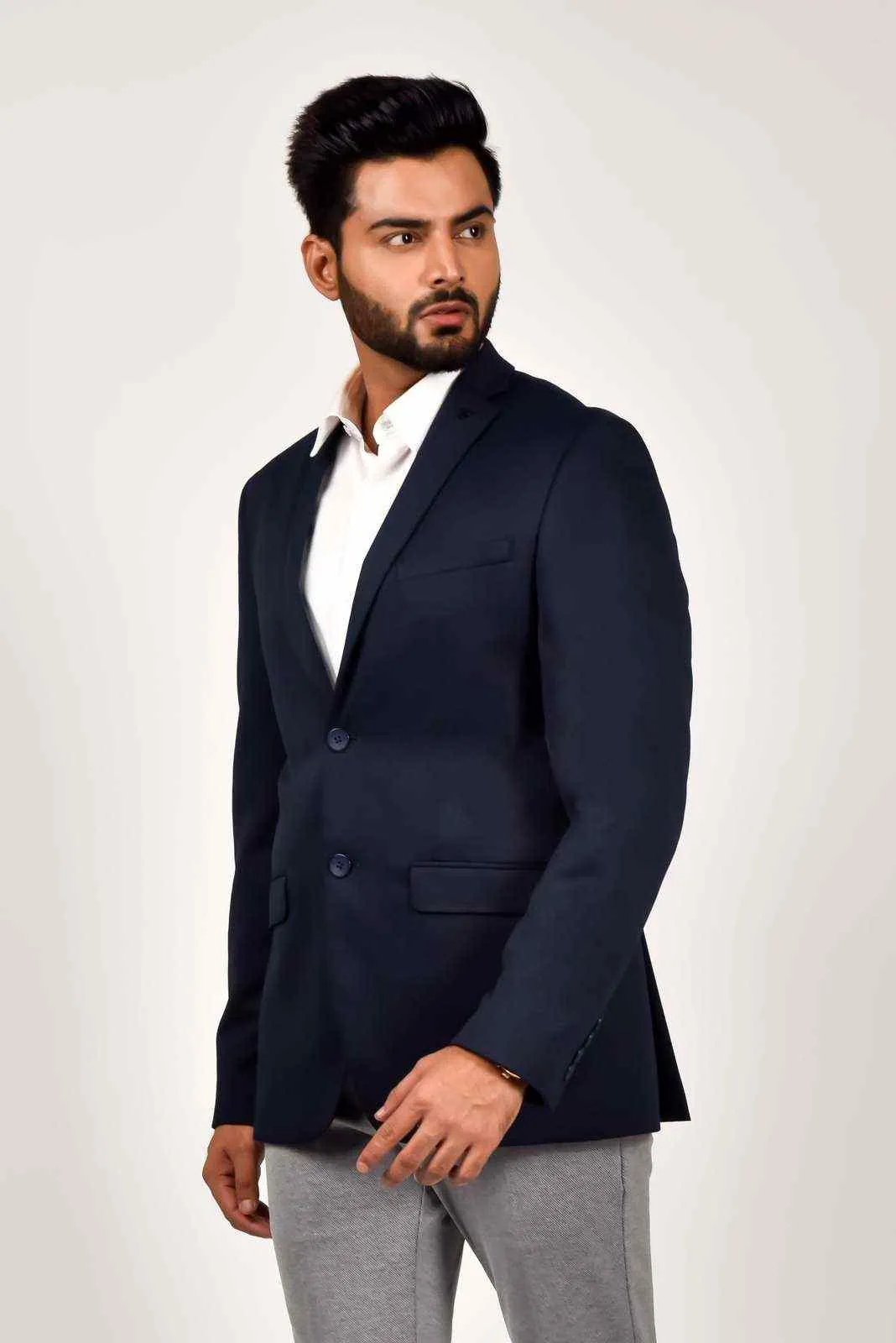 Navy Knitted Blazer For parties