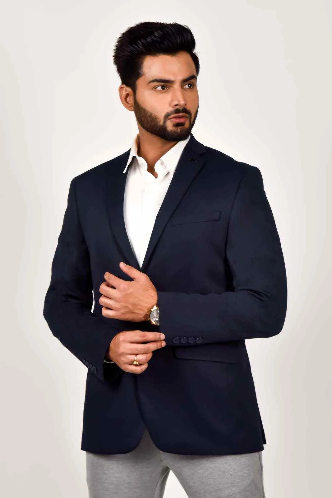 Navy Knitted Blazer For parties