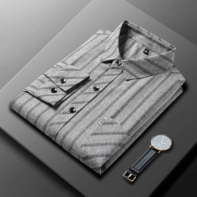 New Men's Business Casual Long-Sleeved Printed Shirt – Wrinkle-Resistant, No-Iron, Comfortable All-Season Top