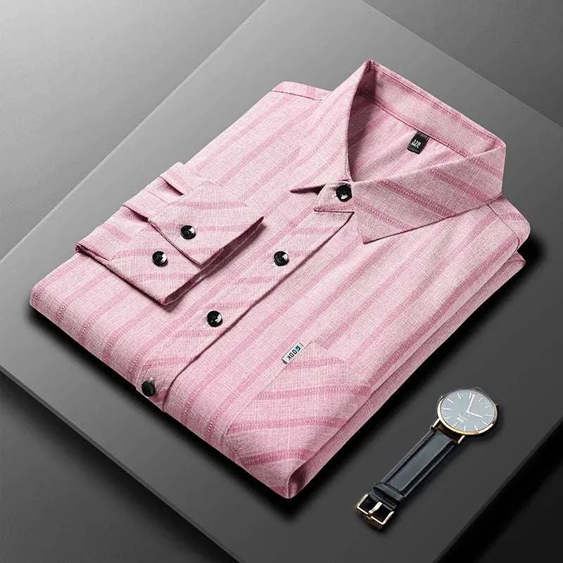 New Men's Business Casual Long-Sleeved Printed Shirt – Wrinkle-Resistant, No-Iron, Comfortable All-Season Top