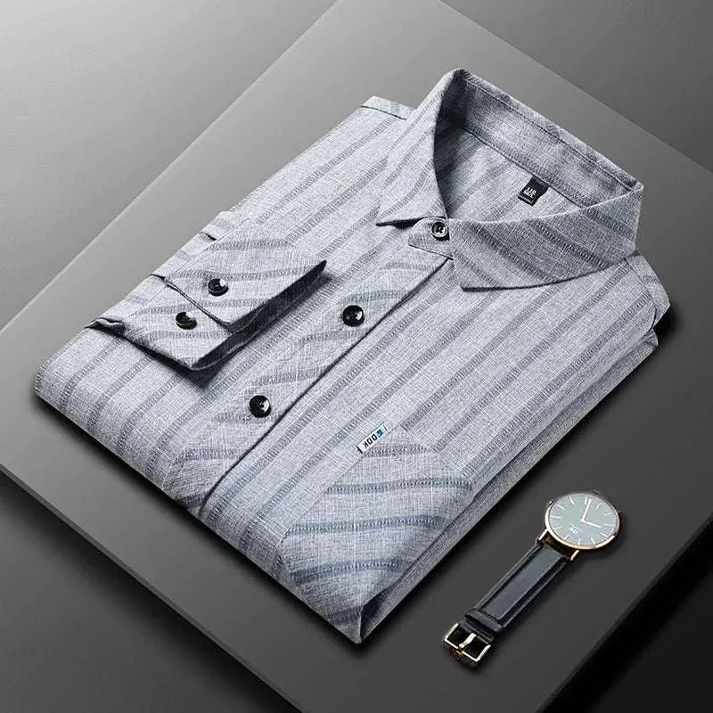 New Men's Business Casual Long-Sleeved Printed Shirt – Wrinkle-Resistant, No-Iron, Comfortable All-Season Top