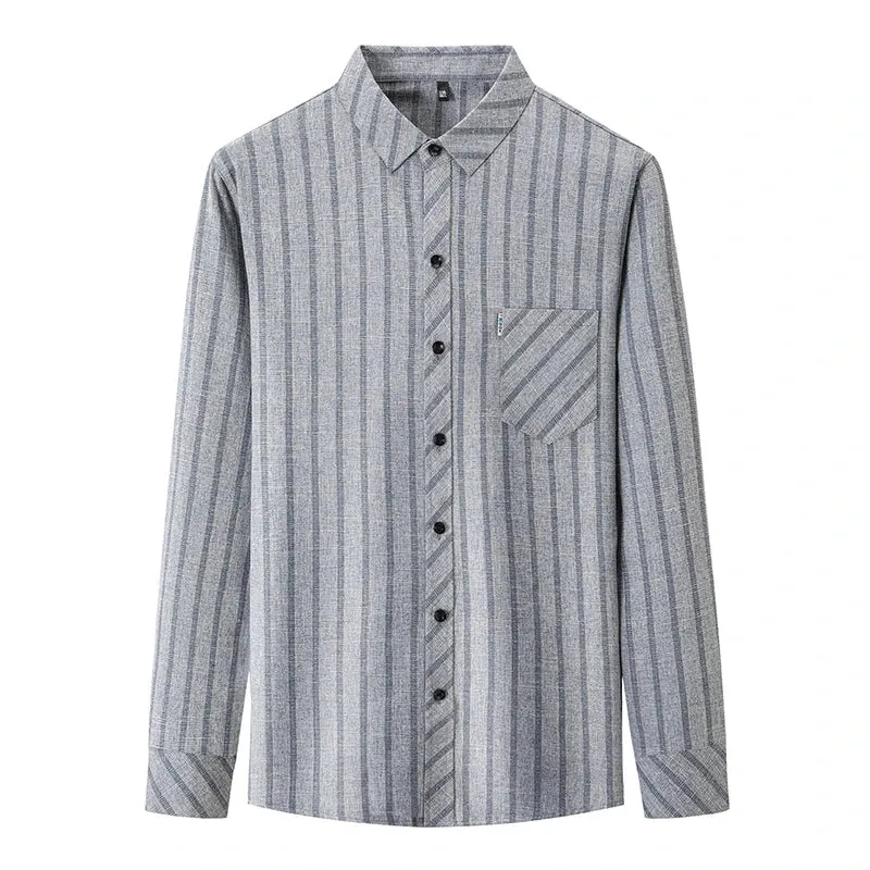 New Men's Business Casual Long-Sleeved Printed Shirt – Wrinkle-Resistant, No-Iron, Comfortable All-Season Top