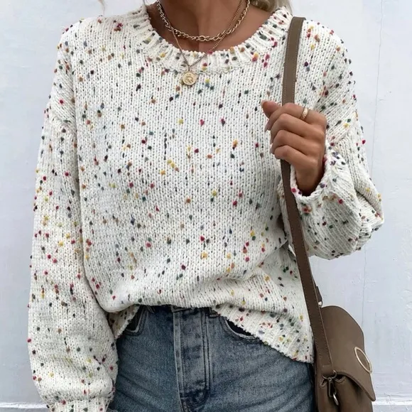New popcorn knit long sleeve sweater