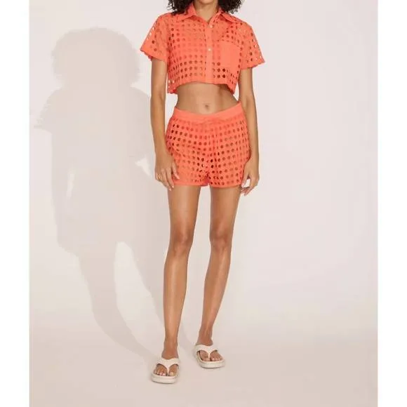 NEW SOLID &amp; STRIPED eyelet charlie short in coral crush