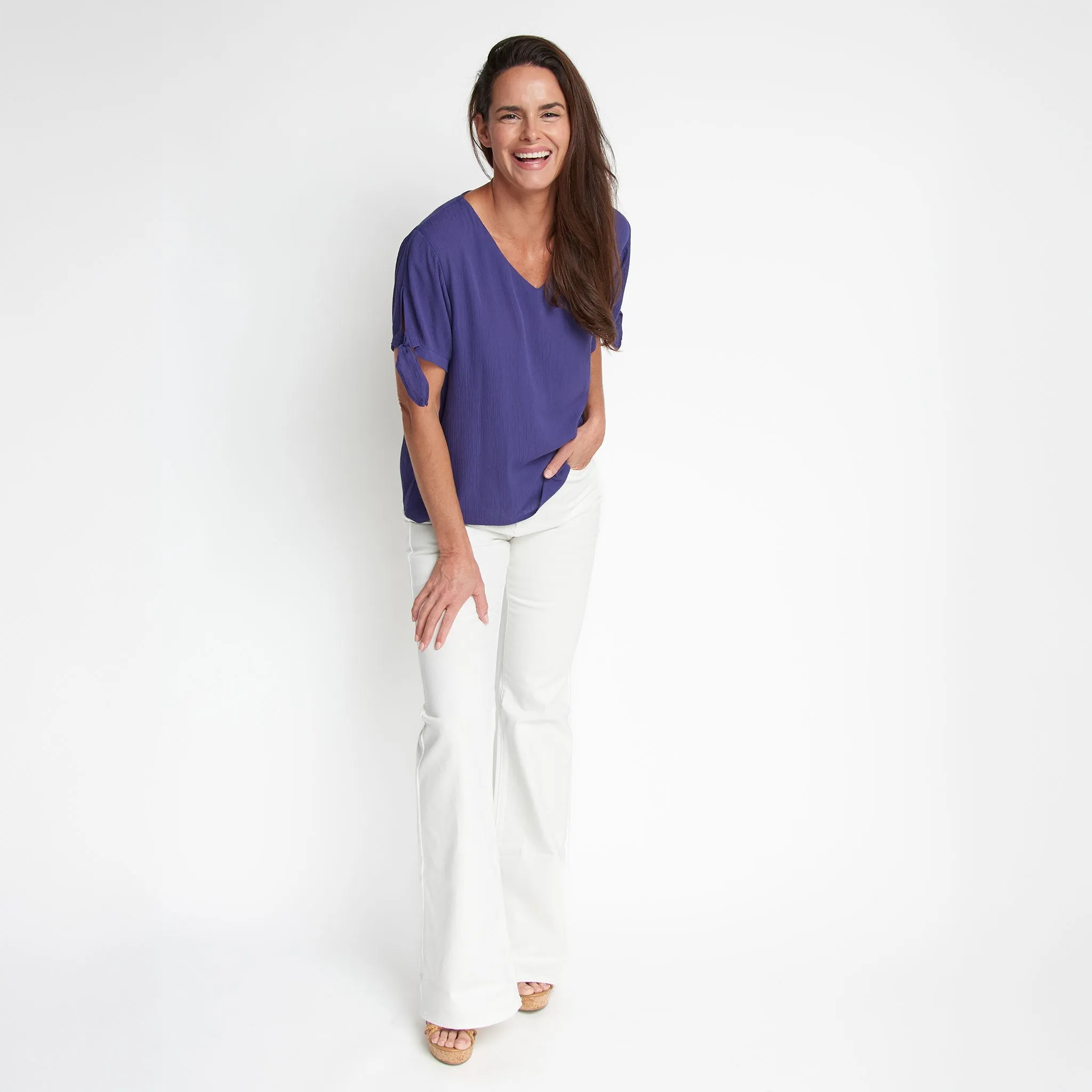 Nika Crepe V-Neck Blouse