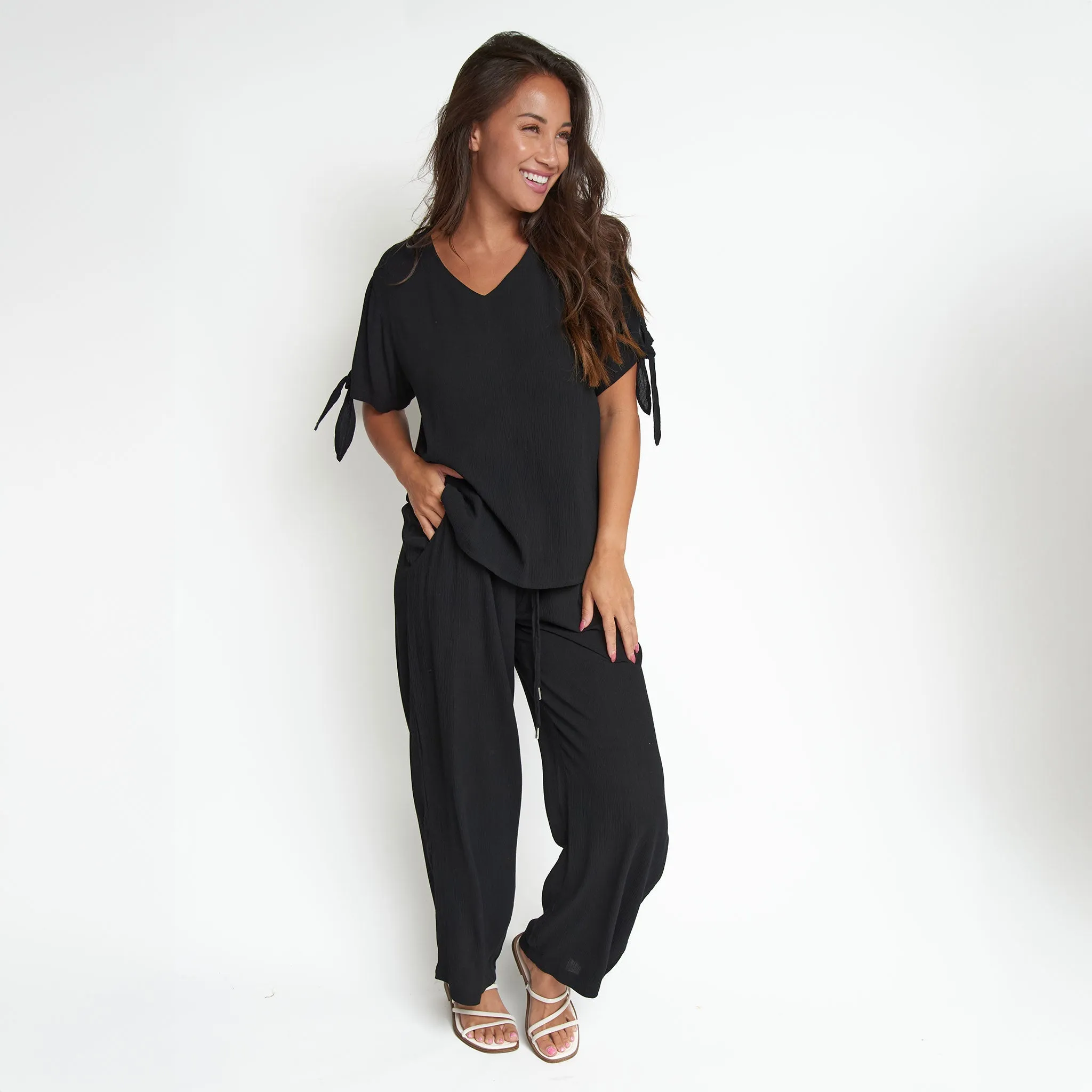 Nika Crepe V-Neck Blouse