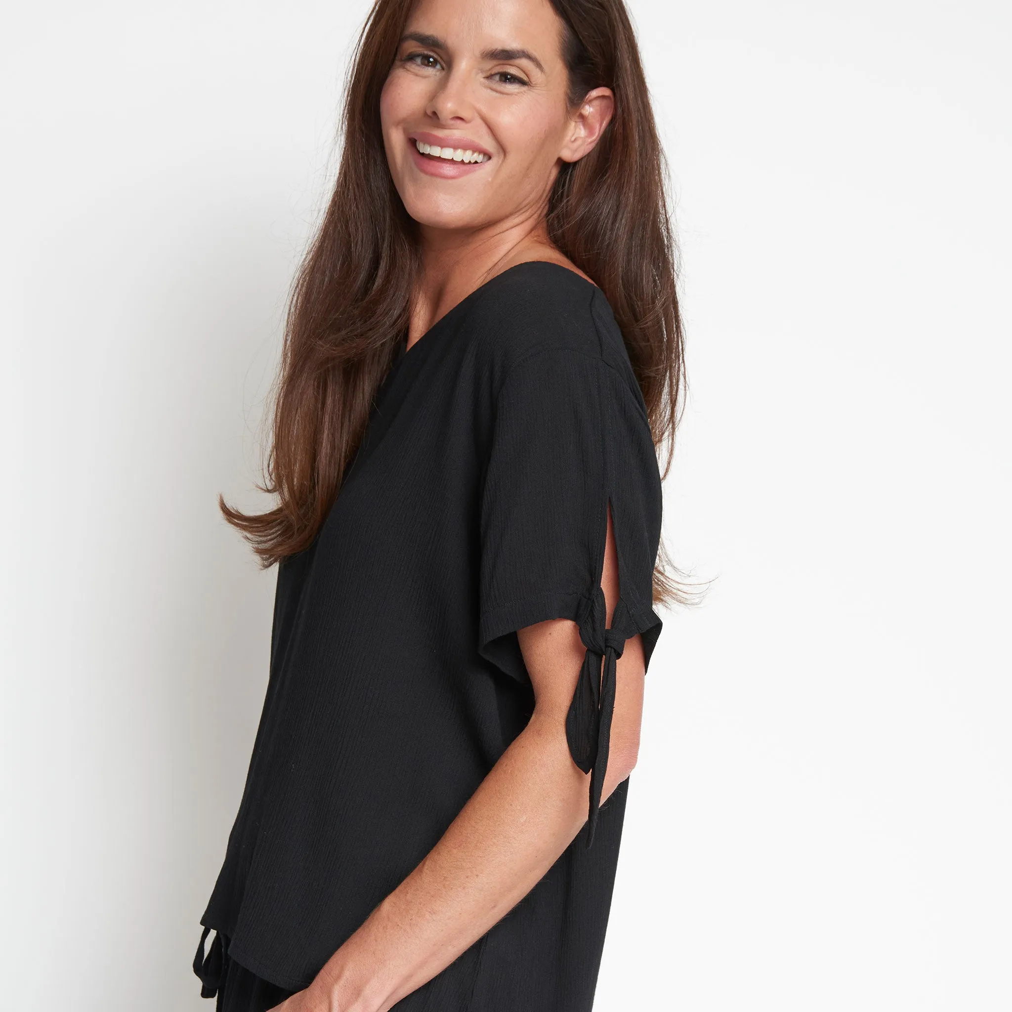 Nika Crepe V-Neck Blouse