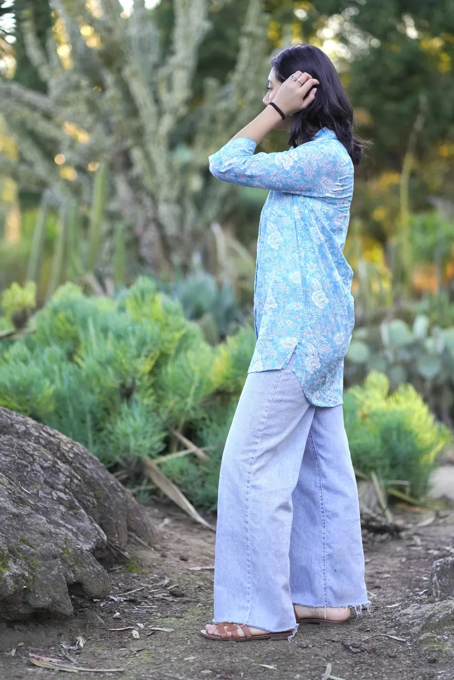 Nina Button Down| Sky Blue