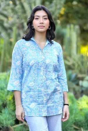 Nina Button Down| Sky Blue