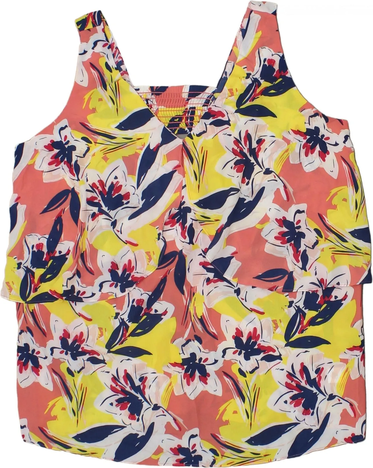 Notations Women's Plus Size Floral V-Neck Layered Tank Top Blouse